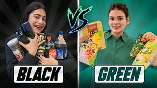 24 hours eating  black vs green challenge