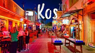 Kos Greece, beach, bars, old town, nightlife, walking tour 4k, Greece Kos 2024