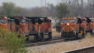 TRAFFIC, TRAFFIC JAM ACTION ON THE BNSF! Train action featuring meets, CN, KCS, Zs, Tier 4s and more