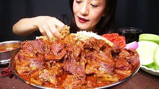 Eating Spicy Mutton Curry/Gravy with Basmati Rice #ASMR/EATING SHOW BIG BITES #MUKBANG *खसीको मासु*