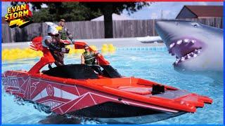 Shark Fest RC Toy Boats Playing Racing Fun In The Pool