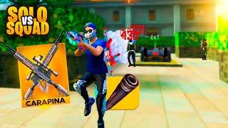 DUAS CARAPINA SILENCIADA SOLO VS SQUAD NO MESTRE!! FREE FIRE