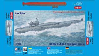 Unboxing MIKRO MIR 350-045 1/350 SOVIET SSBN PR.667A Plastic Model Kit