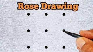 ROSE Drawing Easy How to Draw a Rose step by step | Dots Drawing