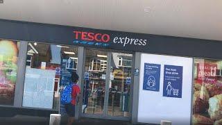 Shopping at Tesco Express in UK