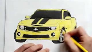 Как нарисовать машину  Chevrolet Camaro(Ehedov Elnur)How to draw Chevrolet Camaro