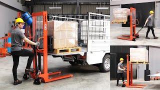 วิธีการใช้งาน รถยกไฮดรอลิค รถยกพาเลทสูง (Hand Stacker) รุ่นยกสูง 1.60 เมตร