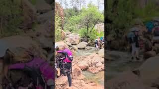 Getting Ready Before Crossing the Creek at Water Wheel Falls in Payson | AZ Jolly Hikers