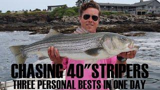 Striped Bass Fishing in Maine chasing that 40" trophy fish and catching 3 PBs in one day.