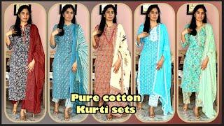 Pure cotton summer friendly easy breezy Kurti sets with dupatta|Amazon kurti sets|Ramya