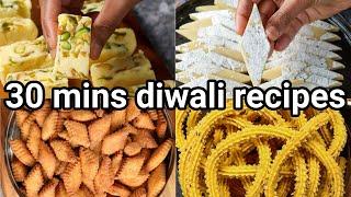 4 quick & easy diwali sweets & snacks recipes | 4 instant deepavali recipes with sweets & snacks