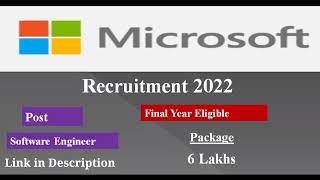 Microsoft Recruitment 2022 for Freshers