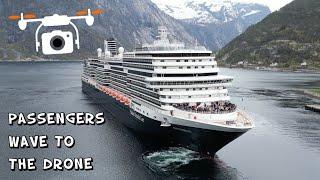 MS Rotterdam leaving Eidfjord *drone footage*