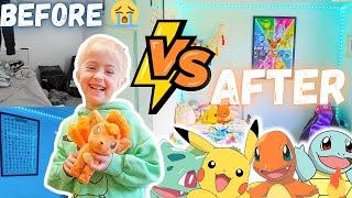 COOLEST POKEMON/GAMER BEDROOM TRANSFORMATION- SURPRISING OUR DAUGHTER WITH SURPRISE BEDROOM MAKEOVER