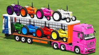 TRANSPORTING MINI COLORED TRACTORS WITH MERCEDES TRUCK  TO FARM HOUSE ! Farming Simulator 22