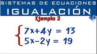 Sistemas de ecuaciones lineales 2x2 | Método de igualación | Ejemplo 2