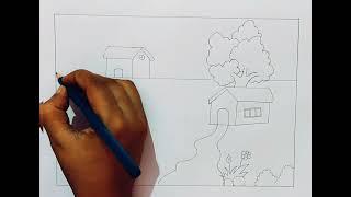 How to draw a beautiful landscape easy step by step | प्राकृतिक दृश्य बनाना सीखें | Landscape