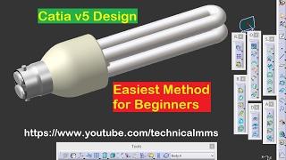 Catia V5 | Tutorial for Beginners | CFL Bulb Design | Wireframe GSD | Technical MMS Videos