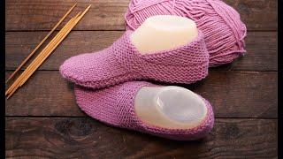 Бесшовные следки с высокой пяткой спицами  Seamless Knitted Slippers