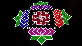 Simple lotus kolam | lotus rangoli | 15 dots kolam | flower kolam | easy pulli kolam | lotus muggulu