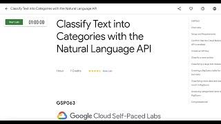 Classify Text into Categories with the Natural Language API || Qwiklabs || GSP063