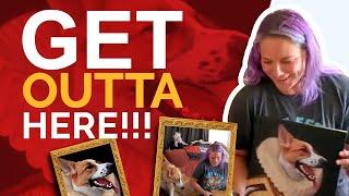 Dog lover reveals her gift! Unboxing her hilarious hand-painted royal pet portrait!