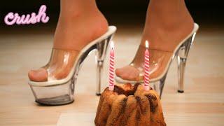ASMR - Crushing a cake with clear platform heels