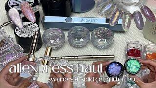 aliexpress nail haul | swarovski, gel polish, reflective glitter 