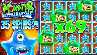 I GOT A 35 SPIN BONUS ON MONSTER SUPERLANCHE... LUCKY SESSION!! (Bonus Buys)