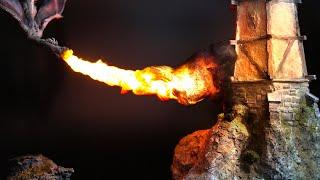 REAL FIRE?!  Amazing miniature effect burns down castle!