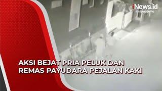 Aksi Bejat Pria Peluk dan Remas Payudara Pejalan Kaki di Depok Terekam CCTV