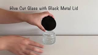 Hive Cut Glass with Black Metal Lid - 90-100mls