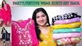 PARTY /FESTIVE WEAR KURTI SET HAUL FOR SUMMERS/OFFICE /COLLEGE/SANGEET WEAR HAUL