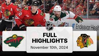 NHL Highlights | Wild vs. Blackhawks | November 10, 2024