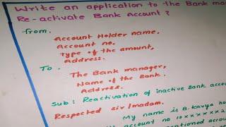 Application to the Bank manager to Re-activate Bank account | hashu studies