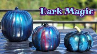 Dark Magic!  FUN & Easy Acrylic Poured Pumpkins with Artists Loft Ready Mixed Paints  WOW!! 