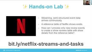 Snowflake Streams & Tasks Hands-on Lab with Mock Netflix Data: Snowflake's GroupBy Data Heroes Event