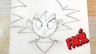 Cómo DIBUJAR a GOKU PEQUEÑO a Lápiz | Tutorial FÁCIL Paso a Paso