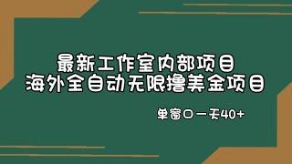 最新工作室内部项目海外全自动无限撸美金项目，单窗口一天40+【挂机脚本...