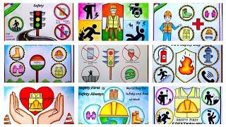 National safety day drawing ideas | Safety Day Poster Drawings |Easy Poster Drawings for Competition