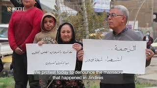 Activists in Syria's Hasakah protest denouncing Jindires crime
