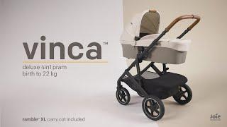 Joie Signature vinca™ | Height Adjustable 4in1 Pram Paired with the Ramble™ XL Carry Cot
