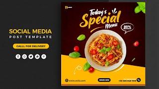 Food social media banner design for Freepik I Photoshop Tutorial