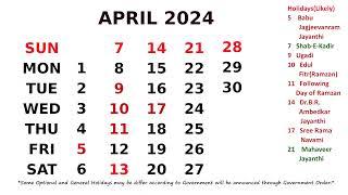 Calendar April 2024