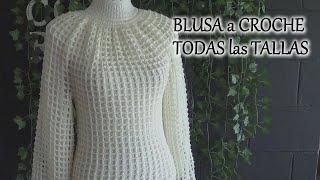 BLUSA de MUJER CALADA tipo TUNICA a CROCHET TODAS las TALLAS