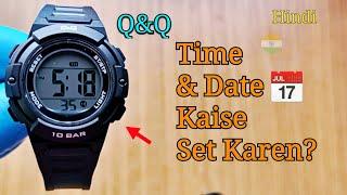 Q&Q Digital Sport (Watch) Ghadi | Time and Date Kaise Set Karen? (Hindi)