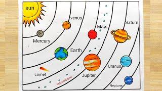 Solar system drawing easy idea | How to draw solar system easily step by step | Simple solar system