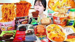 ASMR MUKBANG| Convenience store! Carbonara Fire Noodles, Fire Spicy Ramyun, Black bean noodles.