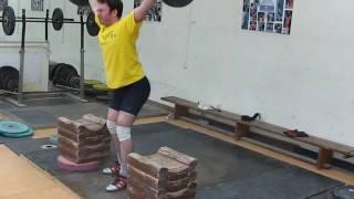 Snatch from blocks, 65kg