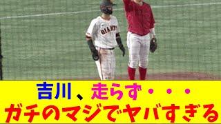 巨人・吉川が何故か走らずチャンスがなくなりガチのマジでヤバすぎるとなんｊとプロ野球ファンの間で話題にｗｗｗ【なんJ反応集】